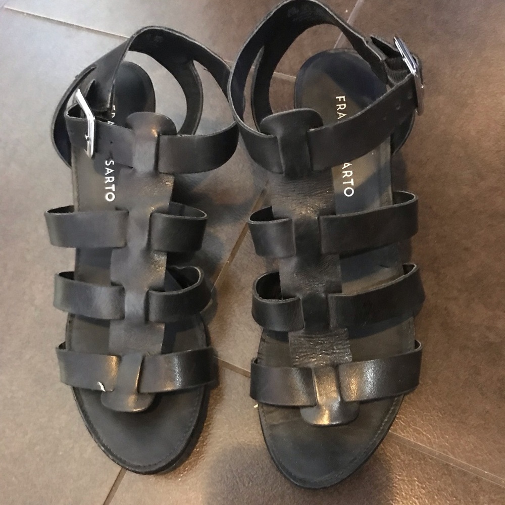 Franko Sarto black wedge sandals, size 8.5
